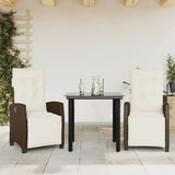 3 Piece Patio Dining Set with Cushions Brown Poly Rattan