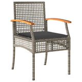 4 Piece Patio Dining Set with Cushions Gray Poly Rattan