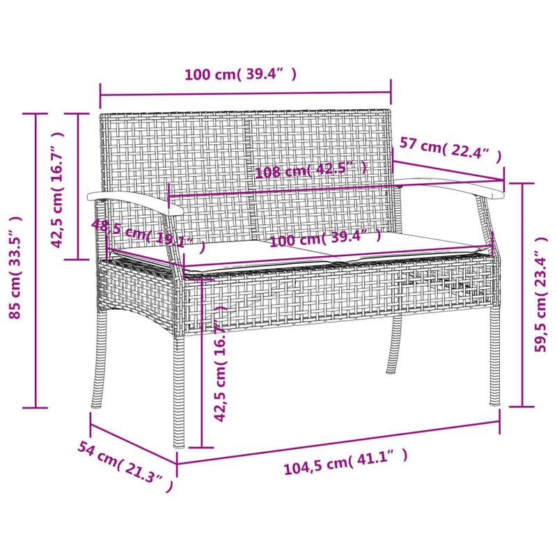 4 Piece Patio Dining Set with Cushions Gray Poly Rattan