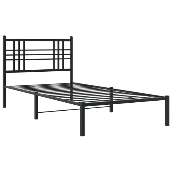 Metal Bed Frame with Headboard Black 39.4"x78.7"