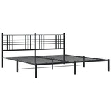 Metal Bed Frame with Headboard Black 76"x79.9" King