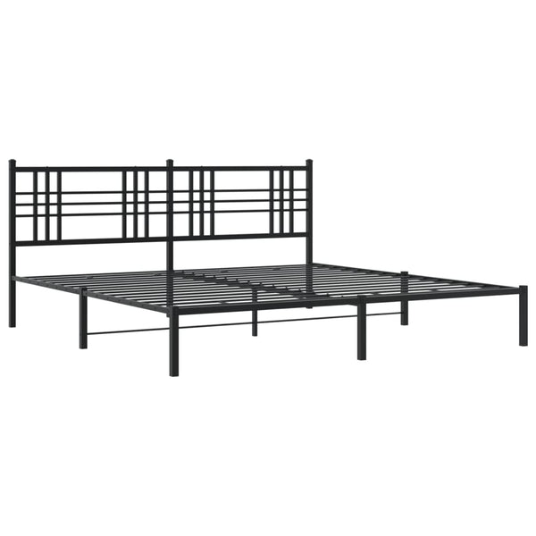 Metal Bed Frame with Headboard Black 76"x79.9" King