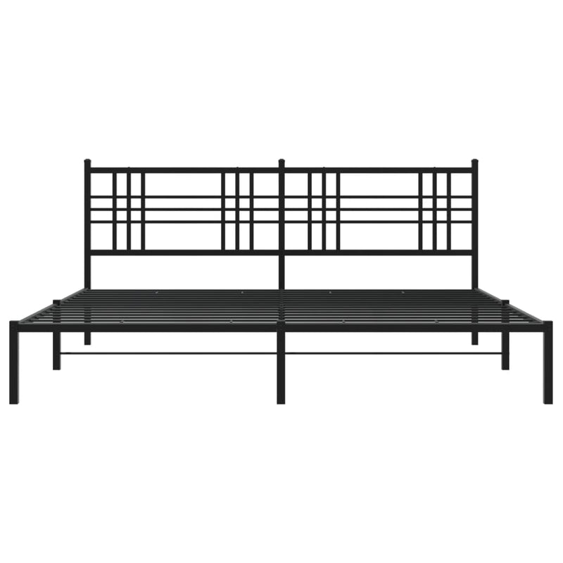 Metal Bed Frame with Headboard Black 76"x79.9" King