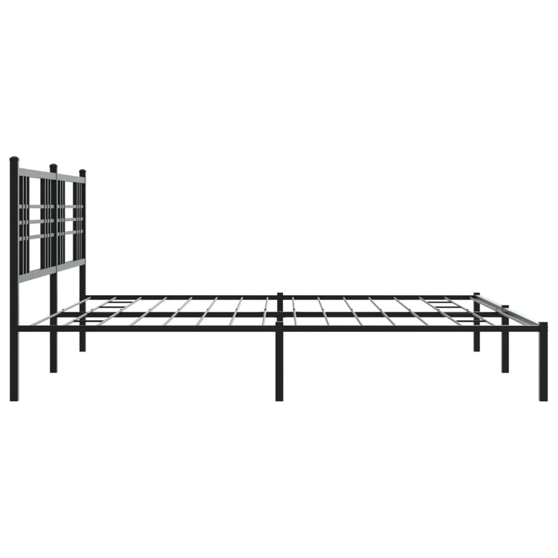 Metal Bed Frame with Headboard Black 76"x79.9" King