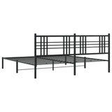 Metal Bed Frame with Headboard Black 76"x79.9" King