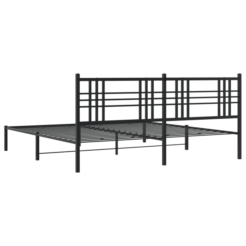 Metal Bed Frame with Headboard Black 76"x79.9" King