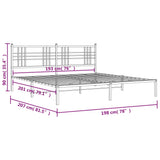 Metal Bed Frame with Headboard Black 76"x79.9" King