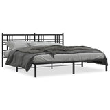 Metal Bed Frame with Headboard Black 76"x79.9" King