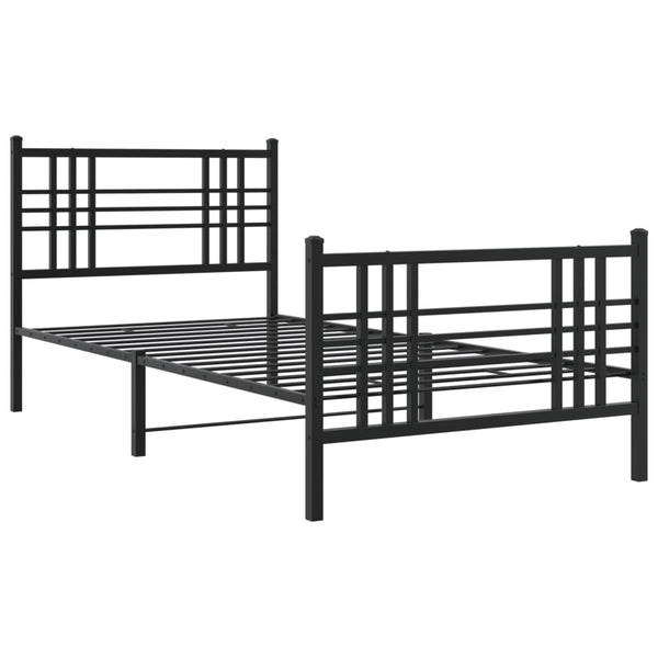 Metal Bed Frame with Headboard and Footboard Black 39.4"x78.7"