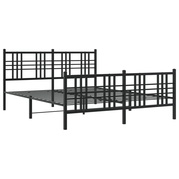 Metal Bed Frame with Headboard and Footboard Black 59.1"x78.7"