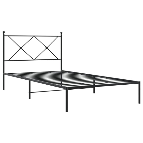 Metal Bed Frame with Headboard Black 39.4"x78.7"