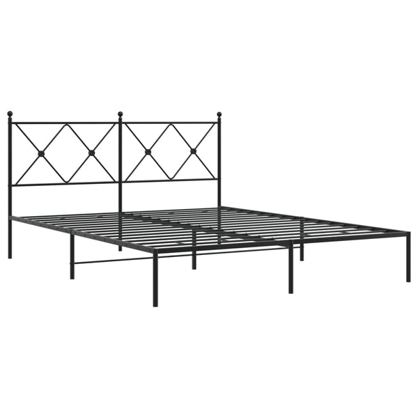 Metal Bed Frame with Headboard Black 59.1"x78.7"