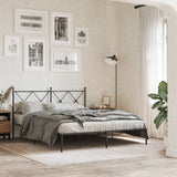 Metal Bed Frame with Headboard Black 59.1"x78.7"