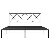 Metal Bed Frame with Headboard Black 59.1"x78.7"