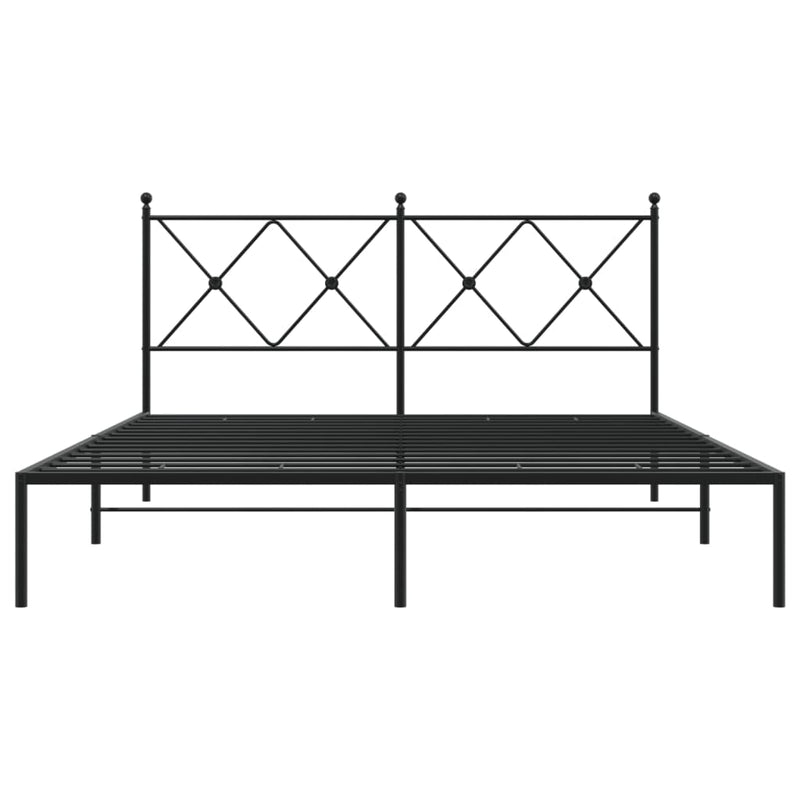 Metal Bed Frame with Headboard Black 59.1"x78.7"