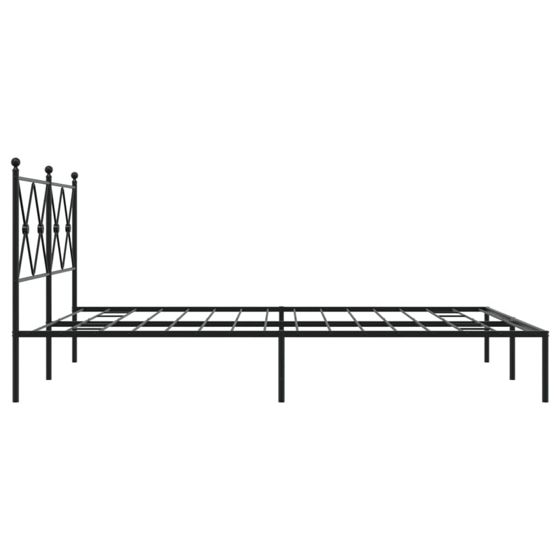 Metal Bed Frame with Headboard Black 59.1"x78.7"