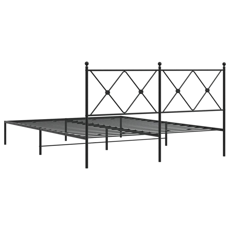 Metal Bed Frame with Headboard Black 59.1"x78.7"