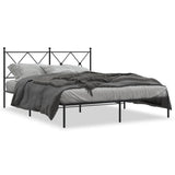 Metal Bed Frame with Headboard Black 59.1"x78.7"