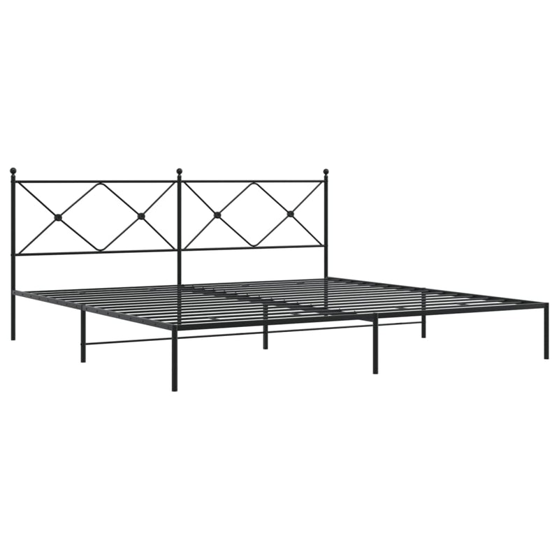 Metal Bed Frame with Headboard Black 76"x79.9" King