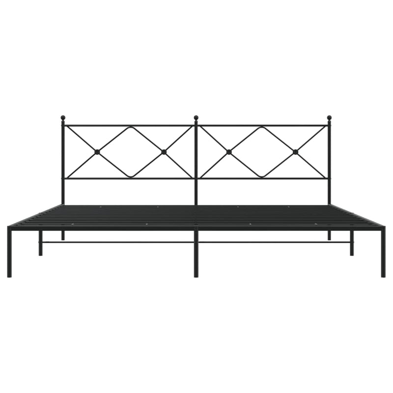 Metal Bed Frame with Headboard Black 76"x79.9" King