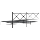 Metal Bed Frame with Headboard Black 76"x79.9" King