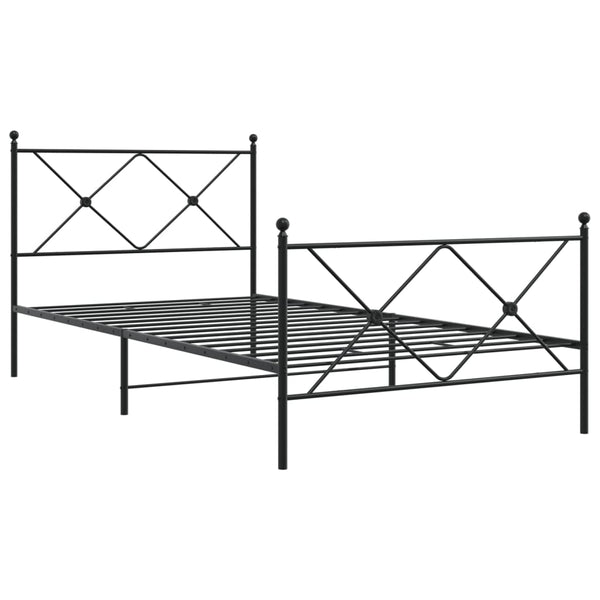 Metal Bed Frame with Headboard and Footboard Black 39.4"x78.7"