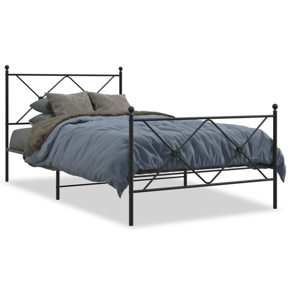 Metal Bed Frame with Headboard and Footboard Black 39.4"x78.7"