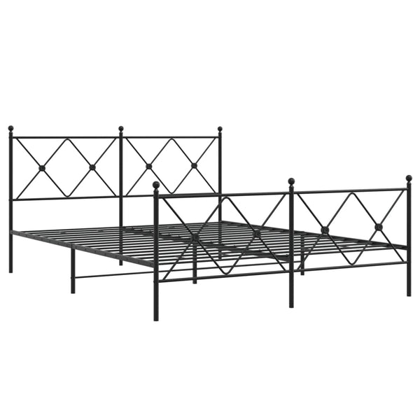 Metal Bed Frame with Headboard and Footboard Black 59.1"x78.7"