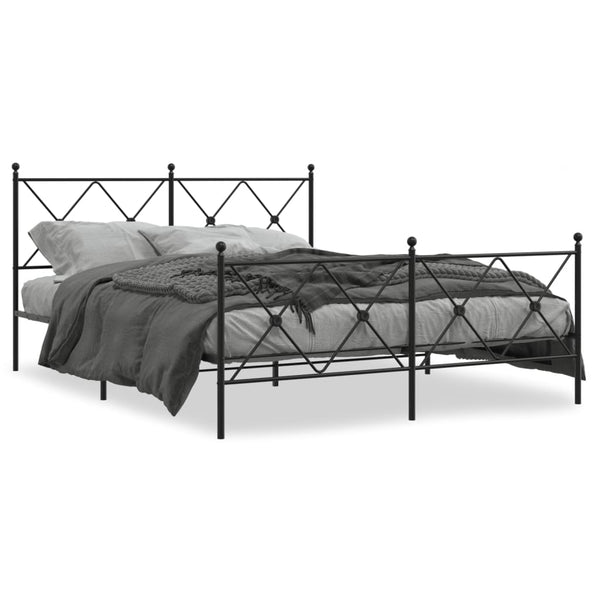 Metal Bed Frame with Headboard and Footboard Black 59.1"x78.7"