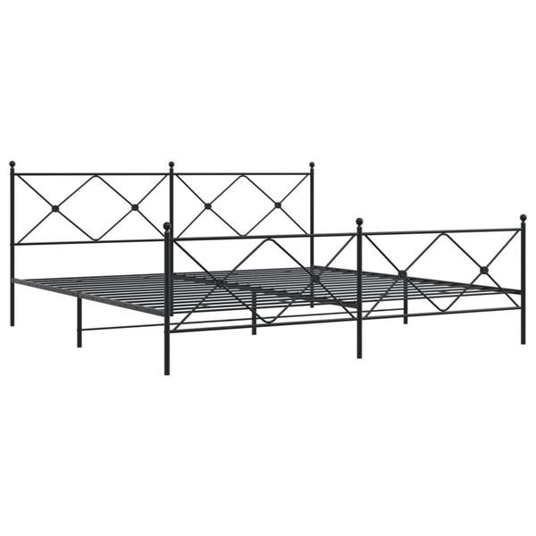 Metal Bed Frame with Headboard and Footboard Black 76"x79.9" King