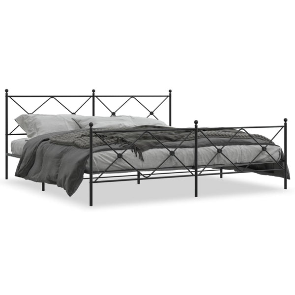 Metal Bed Frame with Headboard and Footboard Black 76"x79.9" King