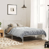 Metal Bed Frame with Headboard White 39.4"x78.7"