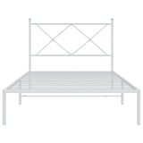 Metal Bed Frame with Headboard White 39.4"x78.7"