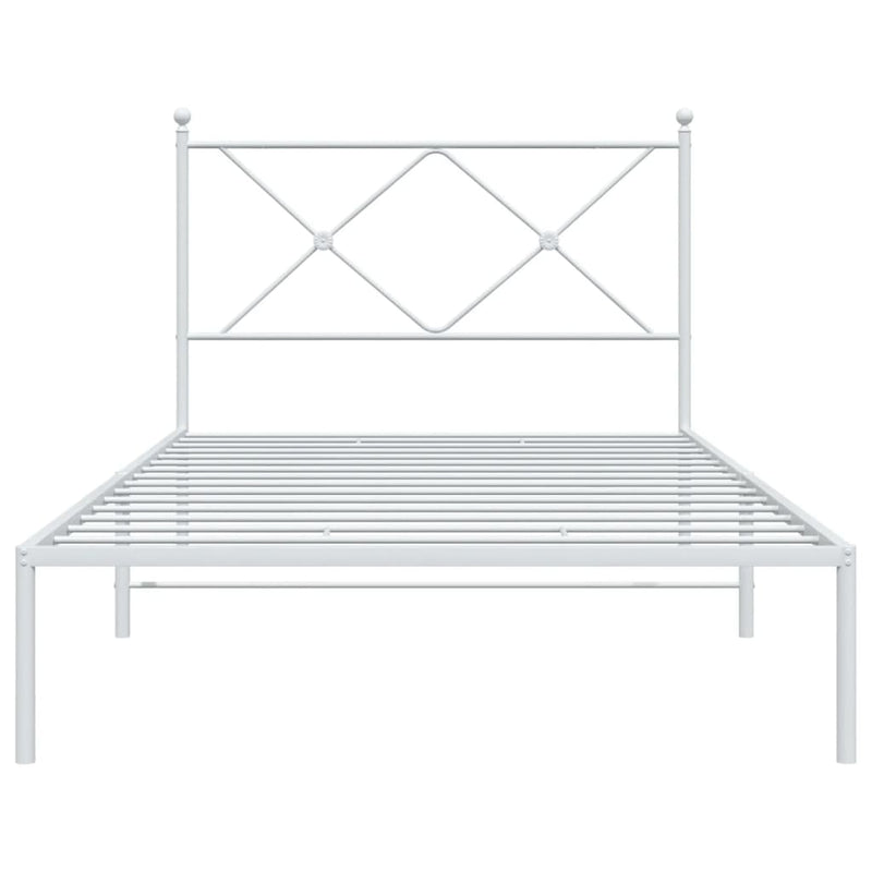 Metal Bed Frame with Headboard White 39.4"x78.7"