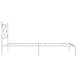 Metal Bed Frame with Headboard White 39.4"x78.7"