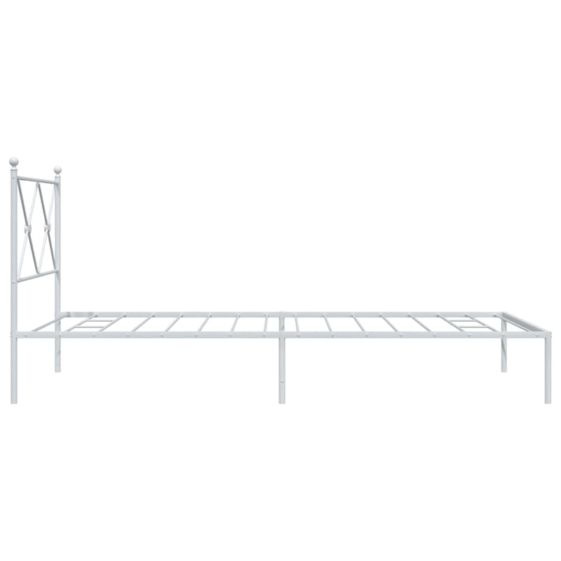 Metal Bed Frame with Headboard White 39.4"x78.7"