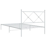 Metal Bed Frame with Headboard White 39.4"x78.7"