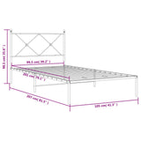 Metal Bed Frame with Headboard White 39.4"x78.7"