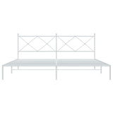 Metal Bed Frame with Headboard White 76"x79.9" King