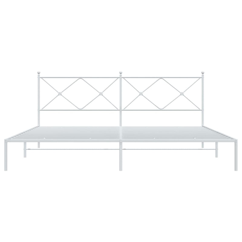 Metal Bed Frame with Headboard White 76"x79.9" King