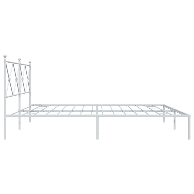 Metal Bed Frame with Headboard White 76"x79.9" King