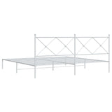 Metal Bed Frame with Headboard White 76"x79.9" King