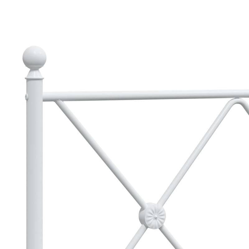 Metal Bed Frame with Headboard White 76"x79.9" King