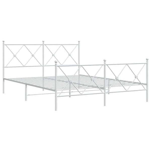 Metal Bed Frame with Headboard and Footboard White 59.1"x78.7"