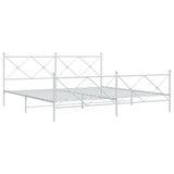 Metal Bed Frame with Headboard and Footboard White 76"x79.9" King