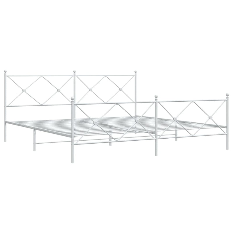 Metal Bed Frame with Headboard and Footboard White 76"x79.9" King