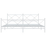 Metal Bed Frame with Headboard and Footboard White 76"x79.9" King