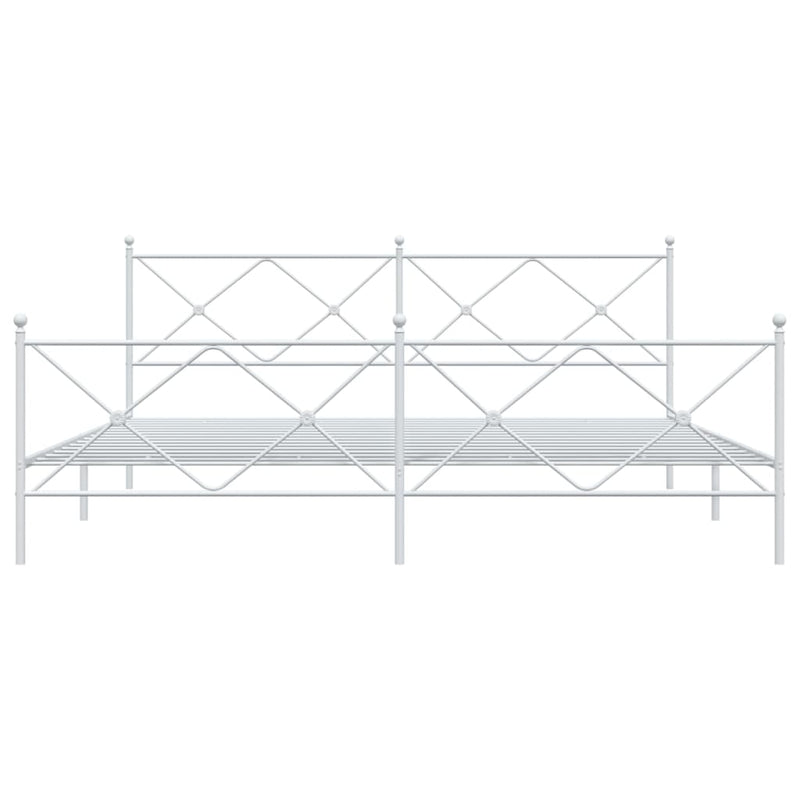 Metal Bed Frame with Headboard and Footboard White 76"x79.9" King