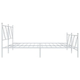 Metal Bed Frame with Headboard and Footboard White 76"x79.9" King