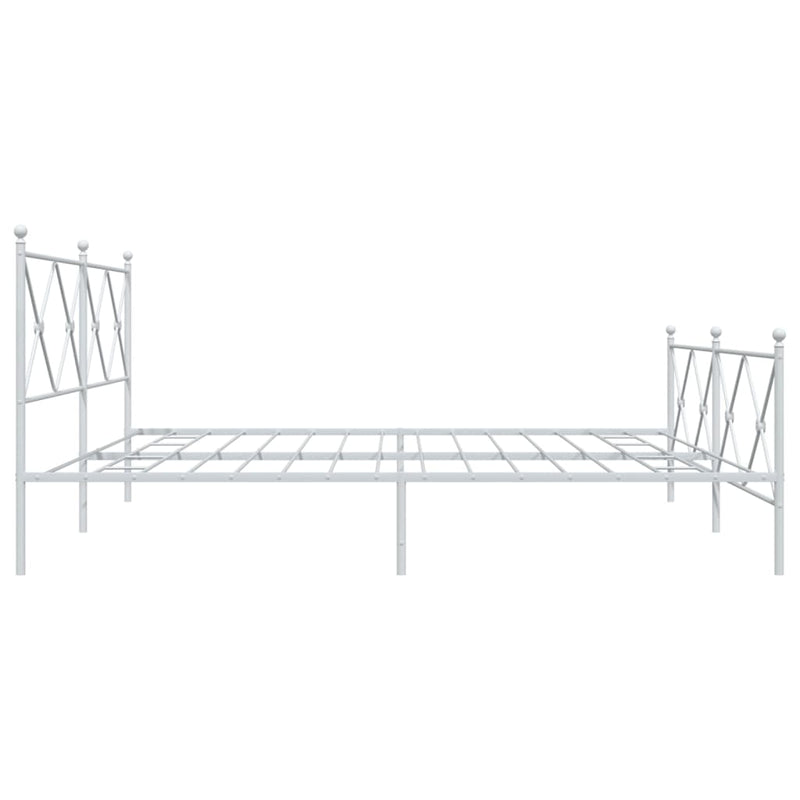 Metal Bed Frame with Headboard and Footboard White 76"x79.9" King